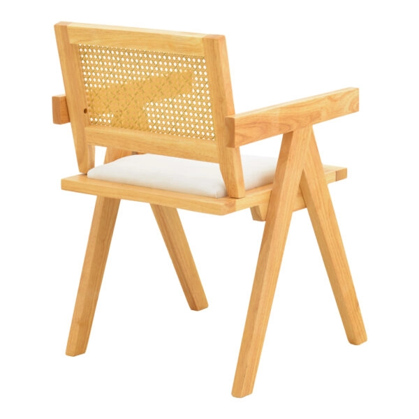 Πολυθρόνα Winslow  rubberwood σε φυσική απόχρωση-ύφασμα λευκό 51x54x80εκ
