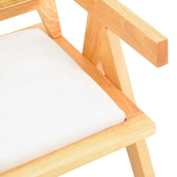 Πολυθρόνα Winslow  rubberwood σε φυσική απόχρωση-ύφασμα λευκό 51x54x80εκ
