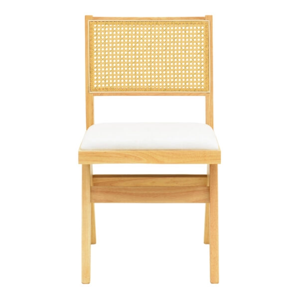 Καρέκλα Winslow  rubberwood σε φυσική απόχρωση-ύφασμα λευκό 46x58x80εκ