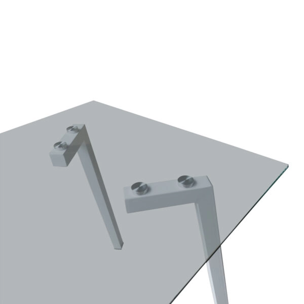 Τραπέζι Titta  γυάλινη επιφάνεια με λευκά μεταλλικά πόδια 120x70x75εκ