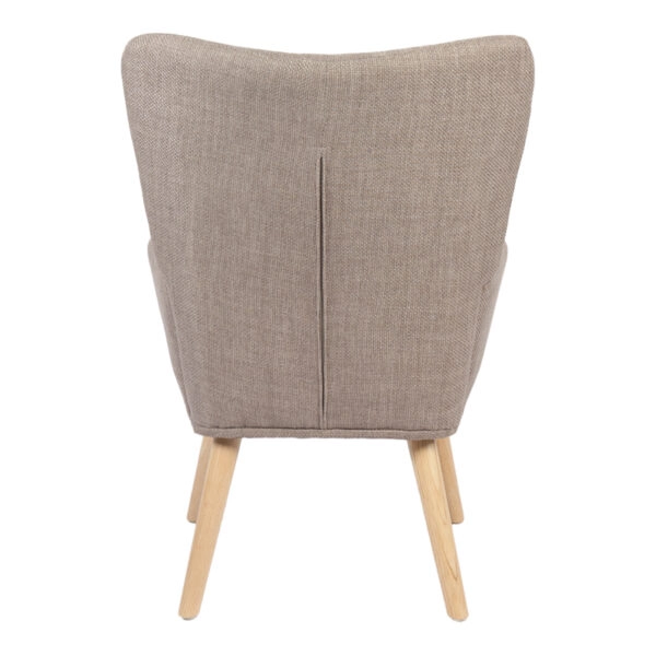 Πολυθρόνα-μπερζέρα Gerlina  γκρι-μπεζ ύφασμα με πόδι σε φυσική απόχρωση 71x64x94εκ