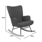 Κουνιστή πολυθρόνα Jianna ανθρακί ύφασμα με πόδι σε φυσική απόχρωση 79x64x89εκ