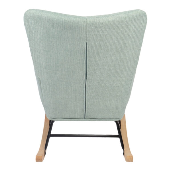 Κουνιστή πολυθρόνα Jianna μέντα ύφασμα με πόδι σε φυσική απόχρωση 79x64x89εκ