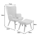 Πολυθρόνα-μπερζέρα με υποπόδιο Gerlina κρεμ ύφασμα με πόδι σε φυσική απόχρωση 71x64x94εκ