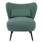 Πολυθρόνα Nagreta πράσινο ύφασμα με μεταλλικό πόδι σε μαύρη απόχρωση 77x73x74εκ