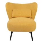 Πολυθρόνα Nagreta κίτρινο ύφασμα με μεταλλικό πόδι σε μαύρη απόχρωση 77x73x74εκ