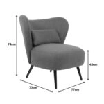 Πολυθρόνα Nagreta κίτρινο ύφασμα με μεταλλικό πόδι σε μαύρη απόχρωση 77x73x74εκ