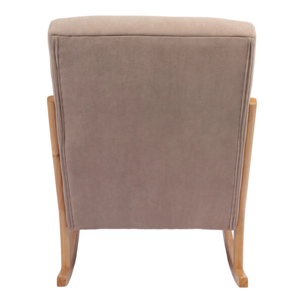 Κουνιστή πολυθρόνα Edeldy  γκρι-μπεζ ύφασμα με πόδι σε φυσική απόχρωση 102x66x99εκ