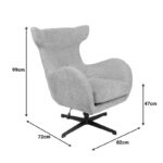 Πολυθρόνα Zefrina  περιστρεφόμενη μπεζ ύφασμα με βάση σε μαύρη απόχρωση 77x82x100-107εκ