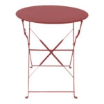 Τραπεζι Bistro μεταλλικό αναδιπλούμενο σε απόχρωση terracotta Φ60x71εκ