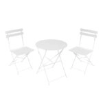 Τραπεζαρία Bistro  σετ 3τεμ μεταλλική αναδιπλούμενη σε λευκή απόχρωση Φ60x71εκ