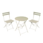 Τραπεζαρία Bistro  σετ 3τεμ μεταλλική αναδιπλούμενη σε μπεζ απόχρωση Φ60x71εκ