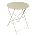 Τραπεζαρία Bistro  σετ 3τεμ μεταλλική αναδιπλούμενη σε μπεζ απόχρωση Φ60x71εκ