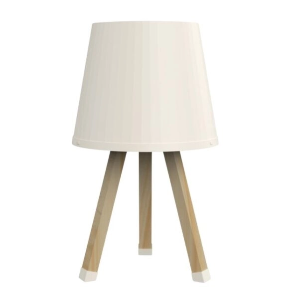 Φωτιστικό επιτραπέζιο ξύλινο - πλαστικό χρώμα μπεζ Ø18x34εκ.