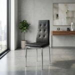 Καρέκλα τραπεζαρίας Rosa Megapap μαύρο PU - μεταλλικό πόδι χρωμίου 41x48x98εκ.