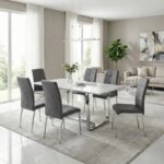 Καρέκλα τραπεζαρίας Alma Megapap γκρι PU - μεταλλικό πόδι χρωμίου 42x53x97εκ.