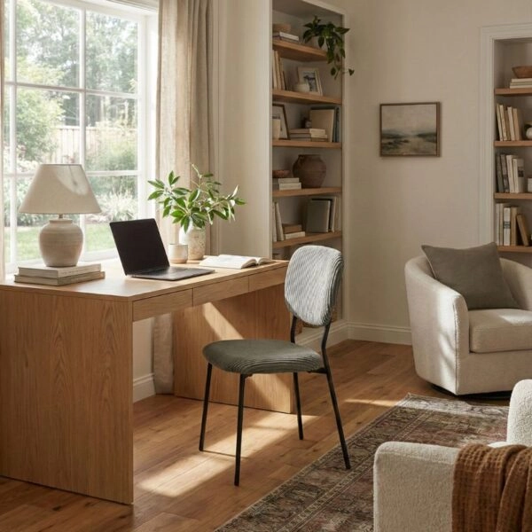 Καρέκλα τραπεζαρίας Kevin Megapap λαδί ύφασμα - μεταλλικό μαύρο πόδι 48x51x87εκ.