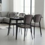 Καρέκλα τραπεζαρίας Kevin Megapap γκρι ύφασμα - μεταλλικό μαύρο πόδι 48x51x87εκ.