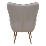 Πολυθρόνα - Μπερζέρα με υποπόδιο Lily Megapap μπεζ βελούδο - μεταλλικό πόδι χρώμα φυσικό 70x62x98εκ.