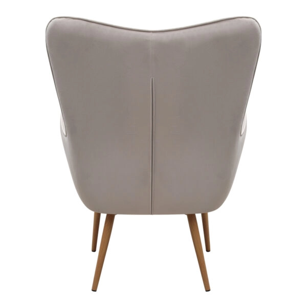 Πολυθρόνα - Μπερζέρα με υποπόδιο Lily Megapap μπεζ βελούδο - μεταλλικό πόδι χρώμα φυσικό 70x62x98εκ.