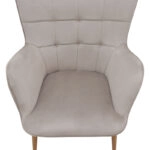 Πολυθρόνα - Μπερζέρα με υποπόδιο Lily Megapap μπεζ βελούδο - μεταλλικό πόδι χρώμα φυσικό 70x62x98εκ.