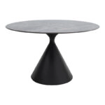 Τραπέζι Logan Megapap sintered stone - μέταλλο χρώμα γκρι εφέ μαρμάρου - μαύρο Ø120x72εκ.