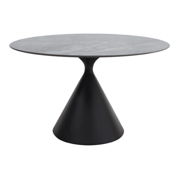 Τραπέζι Logan Megapap sintered stone - μέταλλο χρώμα γκρι εφέ μαρμάρου - μαύρο Ø120x72εκ.