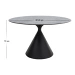 Τραπέζι Logan Megapap sintered stone - μέταλλο χρώμα γκρι εφέ μαρμάρου - μαύρο Ø120x72εκ.