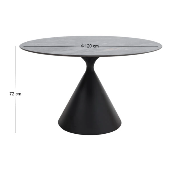 Τραπέζι Logan Megapap sintered stone - μέταλλο χρώμα γκρι εφέ μαρμάρου - μαύρο Ø120x72εκ.