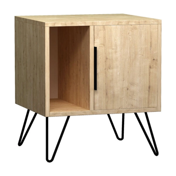 Κομοδίνο μελαμίνης Glynn χρώμα φυσικό οξιάς 50,2x44,6x60εκ.