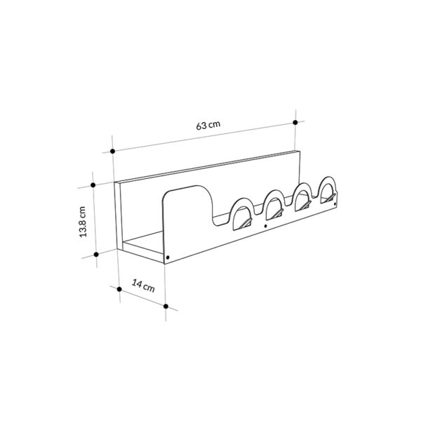 Κρεμάστρα τοίχου Liora χρώμα sapphire oak 63x14x14εκ.