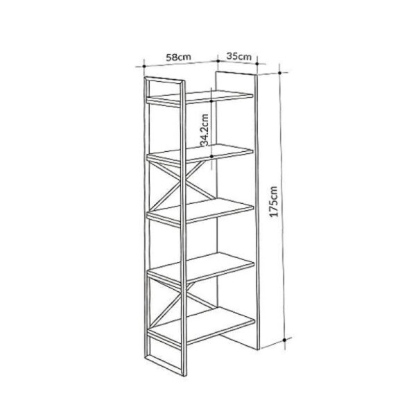 Βιβλιοθήκη Detroit  χρώμα sapphire oak - silky black 58x35,2x175εκ.