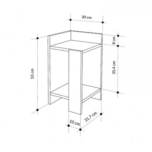 Κομοδίνο Elos Megapap δεξί χρώμα sapphire oak - ανθρακί 25x27x60εκ.