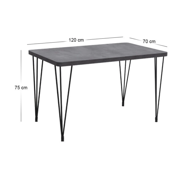 Τραπέζι Roger Megapap Mdf - μεταλλικό χρώμα σκούρο γκρι σκυροδέματος 120x70x75εκ.
