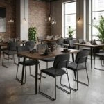 Τραπέζι Levico Megapap Mdf - μεταλλικό χρώμα καπνιστή καρυδιά 130x75x75εκ.