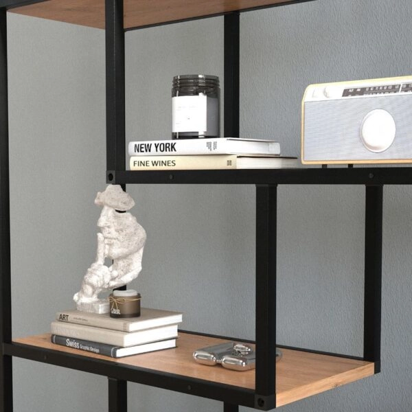 Βιβλιοθήκη Larissa Megapap χρώμα μαύρο - pine oak 90x30x159εκ.