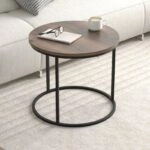 Τραπεζάκι σαλονιού σετ 2 τμχ Hilal Megapap χρώμα καπνιστή καρυδιά Ø66x49,5εκ.