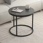 Τραπεζάκι σαλονιού σετ 2 τμχ Hilal Megapap χρώμα μαύρο εφέ μαρμάρου Ø66x49,5εκ.