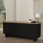 Μπουφές Bohema Megapap χρώμα μαύρο - sepet oak 180x47x76,6εκ.
