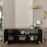 Μπουφές Bohema Megapap χρώμα μαύρο - sepet oak 180x47x76,6εκ.