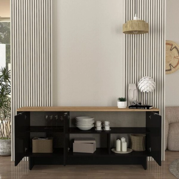 Μπουφές Bohema Megapap χρώμα μαύρο - sepet oak 180x47x76,6εκ.