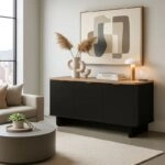 Μπουφές Bohema Megapap χρώμα μαύρο - sepet oak 180x47x76,6εκ.