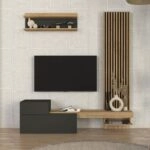 Σύνθεση τηλεόρασης Dumont Megapap χρώμα ανθρακί - sepet oak 180x36,8x200εκ.