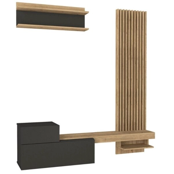 Σύνθεση τηλεόρασης Dumont Megapap χρώμα ανθρακί - sepet oak 180x36,8x200εκ.