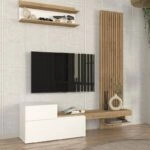 Σύνθεση τηλεόρασης Dumont Megapap χρώμα λευκό - sepet oak 180x36,8x200εκ.