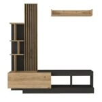 Σύνθεση τηλεόρασης Vermont Megapap χρώμα ανθρακί - sepet oak 180x40x193,8εκ.