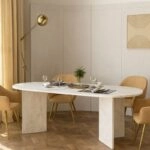 Τραπέζι Cortado Megapap χρώμα λευκό εφέ μαρμάρου 200x90x74εκ.