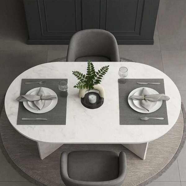 Τραπέζι Cortado Megapap χρώμα λευκό εφέ μαρμάρου 138x80x75εκ.