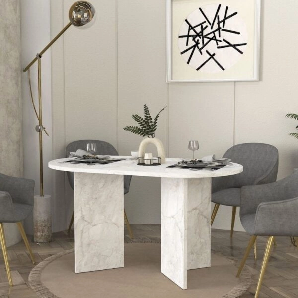 Τραπέζι Cortado Megapap χρώμα λευκό εφέ μαρμάρου 138x80x75εκ.