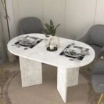 Τραπέζι Cortado Megapap χρώμα λευκό εφέ μαρμάρου 138x80x75εκ.